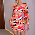Backless Printed Dress in European and American Style - Opal