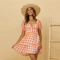 Checked Backless Dress for Women - European & American Style