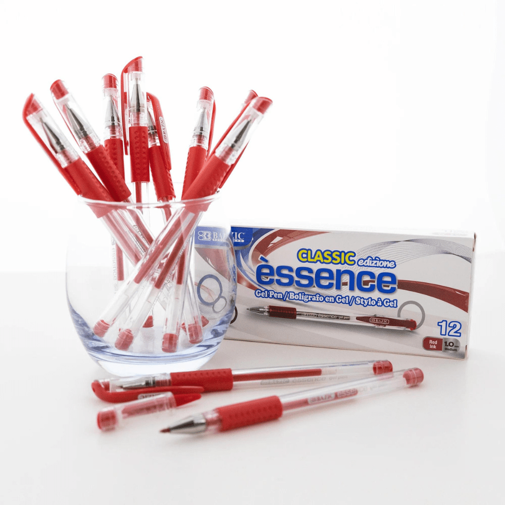 Essence Gel Pen Red w/ Cushion Grip (12/Box) - Mağazam