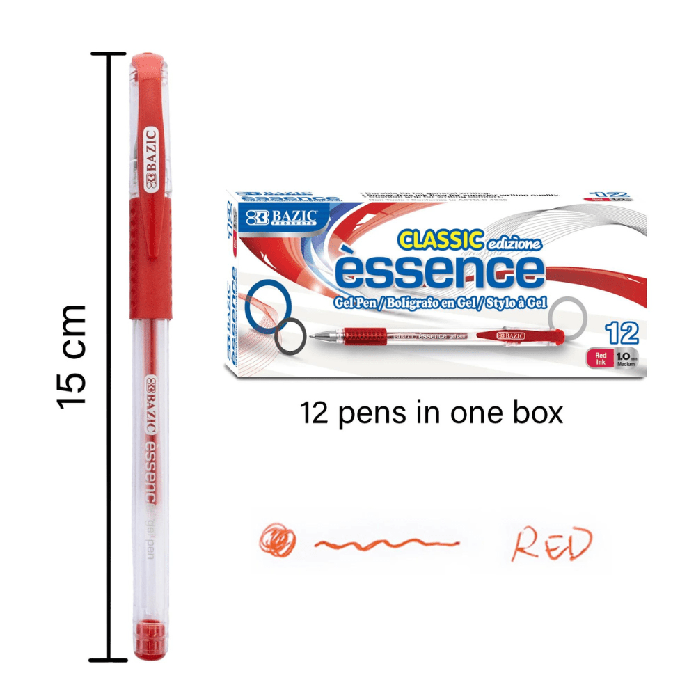 Essence Gel Pen Red w/ Cushion Grip (12/Box) - Mağazam