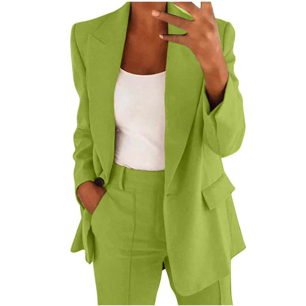 Tapanet Blazer Sets Women 2 Piece Outfits Business Casual Outfits 2025 Dressy Casual Pant Suits Plus Size Wide Pants Suit Set - Opal